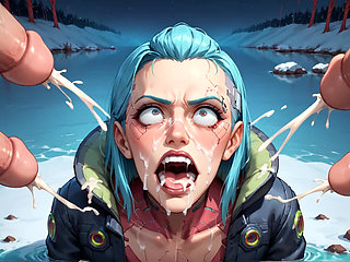 Crimson Hooded Orgasm in Snowy Peaks