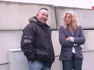 German mature blonde fucked at street casting