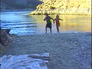 Threesome fucking on the beach