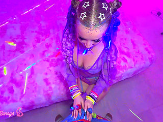 Glittered Alexandra Quintezz Takes Brian Deep In A Laser-Lit Room!