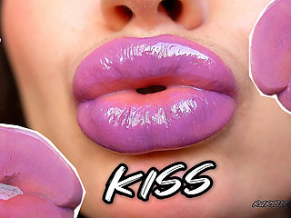 Wet Violet Glossy Kiss Close up