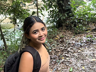 Stepsister rides my cock in a river in the Colombian jungle