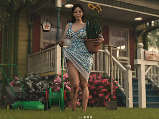 Japanese Stepmom Showing Boobs Cleavage To Hiro While Doing Gardening Work