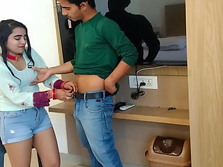 Indian homemade sex: Amanraza9 fucks 18 year old Baby Kajal's tight pussy doggy style while watching TV