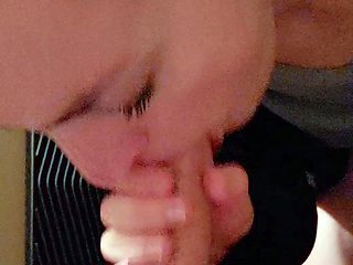 Hot POV homemade blowjob with brunette girlfriend