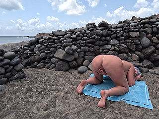 Outdoor Doggy Style Masturbation on the Beach
