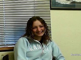 Nervous British Teen First Time Porn Audition in Stockings & Heels