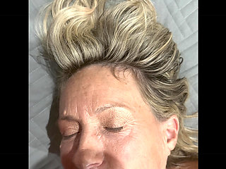 Horny GILF wants cum in her pussy with a vibrator then I cum a second time in her mouth.