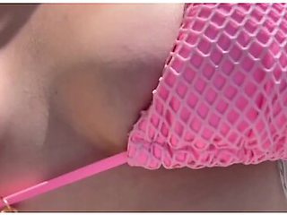 Scenario At The Beach: I Show My Pussy And I Put On My Double Dildo Very Wet Real Little Bitch