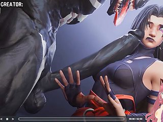 Venom dominates Psylocke and fills her up with symbiotes in this wild animation featuring Jazziuu
