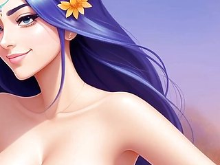 AI Images of Horny Anime Indian women & Elves having fun & common bath AI Generated Anime Style Sexy voluptuous Indian