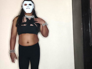 Crossdresser in tight pant