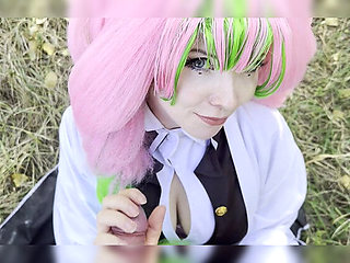 Mitsuri Kanroji Demon Slayer Cosplay Blowjob & Fingering - VyvaVega Big Tit BBW Doggy Style Cumshot