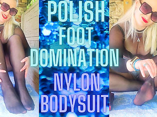(106) Foot Dominance in Nylon Bodysuit
