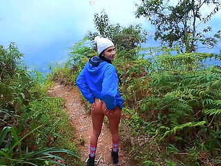 Colombian Jenn Pinzon sucks cock and rides with her big ass in the mountains
