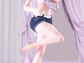 [mmd] 鸣潮 今汐aoa - Heart Cropped Shorts; Belly Top; Striptease