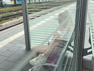 Horny slut makes it on the train track