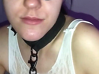 Hot 18 Girl From Poland Doing Blow Job with Butt Plug Sexy Bodystocking Lingerie and Bondage