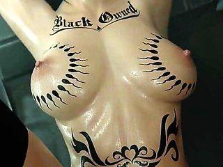 Madruga3d Nymphomaniac Slut Intensely Fucked by Double Monster Black Cocks, Hot Ass Swallowing Cum, Dirty Pussy Drenched in Cum