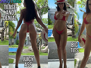 Christmas MILF Tease: Princess Monica Denial in Micro Bikini Outdoor HD