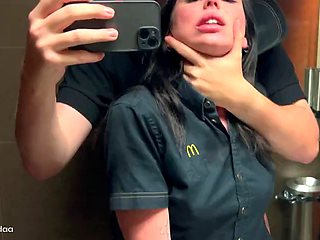 Risky public sex in the toilet. I fucked a McDonalds employee over a spilled fanta! -Eva Soda