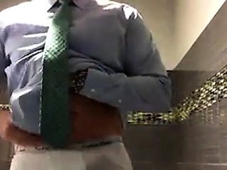 Big-Cock Daddy Strokes at Work