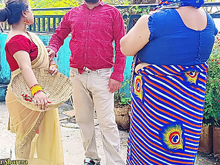 Desi Family Threesome: Step Son Fucks Stepmom and Wife in Outdoor Public Sex - Hot Jiya Sharmaa