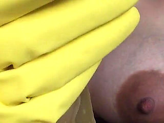 My Stepsister Is in a Deserted Place Wearing Yellow Dishwashing Gloves