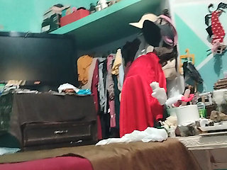 Mother models her lingerie for me