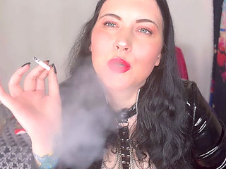 Sub Ffw Smoking in Her Pvc Outfit & Red Lipstick