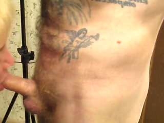 Mother-in-law sucks and jerks off my cock while extracting nectar