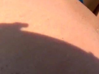 Poolside slut masturbates her ass and pussy with big dildos until orgasm