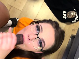 Amateur gloryhole blowjob and cumshot