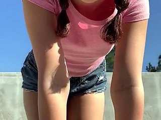 Hottie teen exposure and solo masturbation