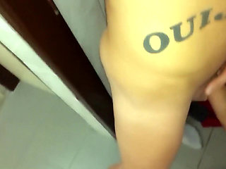 Twink Risky Jerks Cock at the Public Toilet and Cums on Occupied Cabin