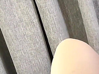 Mistress Fucks Her Slave Husband in the Ass with Her Feet and Rubs Her Juicy Pussy in Excitement