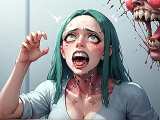 Green Hair Cracked Neck Mind Break: Robot Men Liquid Explosion