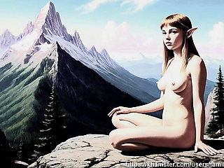 33 Nude Photos of Elf Girls Meditating on The Mountain