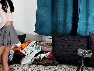 Beautiful and Hot Petite Brunette Babe Invites Her Blonde BFF for a Fashion Try on Haul for Mini Skirts and Lingerie