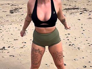 An awesome blond woman with big boobs part1
