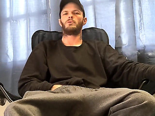 Smoking and Stroking Big Cock and Cumming