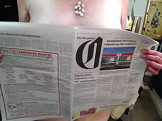 1079 Dawnskye1962 Reading the Paper Nude Plus Masturbating to Orgasm