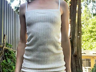 Small titted amateur girlfriend anally fucked outdoors