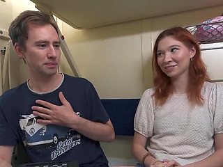 Redheaded Russian hoe takes hard dick on the train