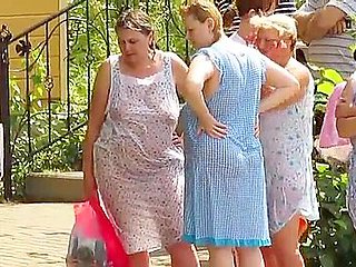 Grannies in See Through Clothes Bathing in Public - Voyeur