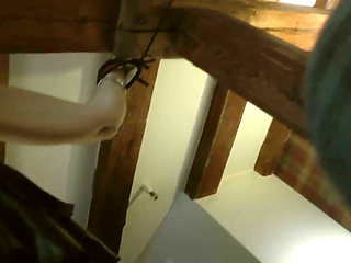 Swemature tied up in a hotel room, licked, fucked, spanked wearing fishnet stockings and thigh-high platform boots, gets a big creampie that spills out.