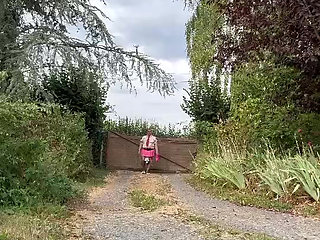 Dressed in a pink plaid mini skirt for a night out