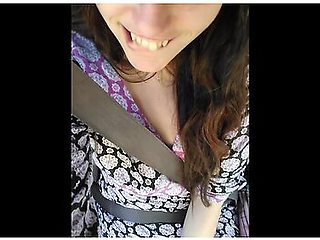 Public Car Play Makes Me Excited! Hairy Pussy Thick Thighs Slut In Passenger Seat Flashes
