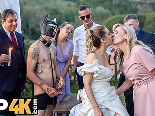 Kinky Bride Fucks Groom in Hound Mask - Outdoor Wedding Sex with Natural Tits