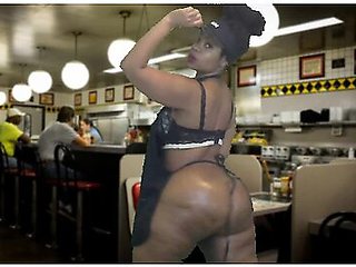 Oiled Big Booty Show from a Restaurant Waitress